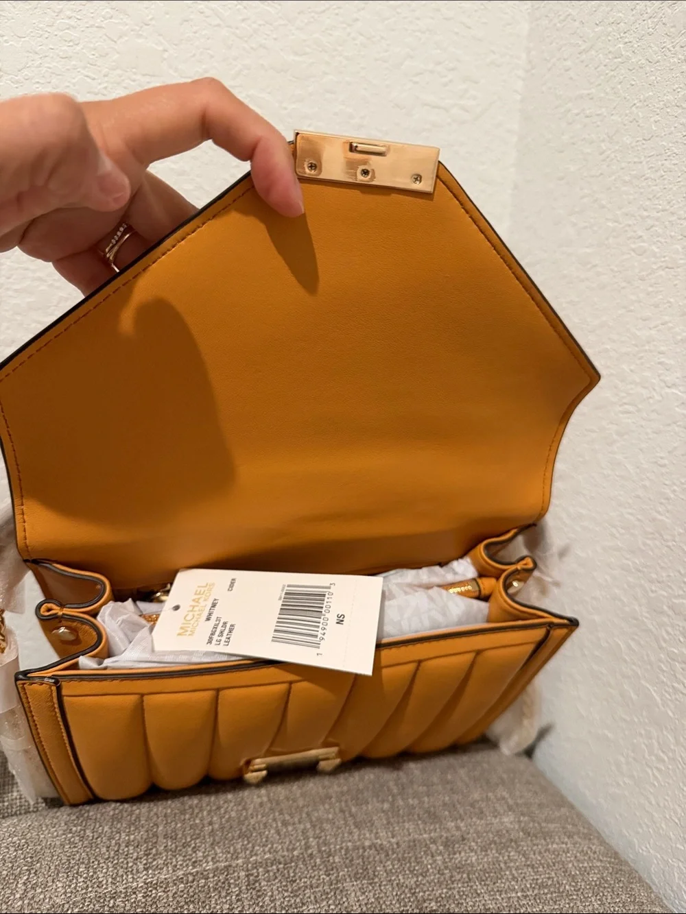Structured Quilted Shoulder Bag in Mustard Yellow